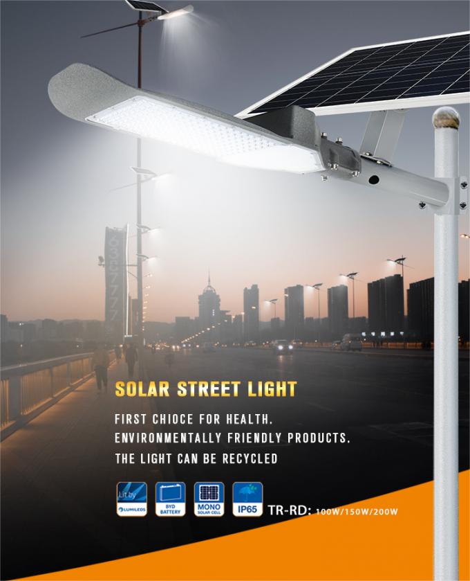 Lumens cao ngoài trời chống thấm nước 100W 150W 200W Tất cả trong một Đèn năng lượng mặt trời 0