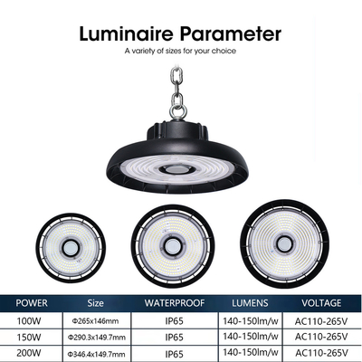 High Bay LED Light Factory Price 160lm/w LED Workshop IP65 Power Adjustable UFO LED High Bay Light