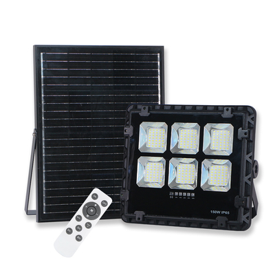 Efficient Solar Floodlight, 150W, Black Aluminum, IP65 Waterproof, Ideal for Outdoor Lighting