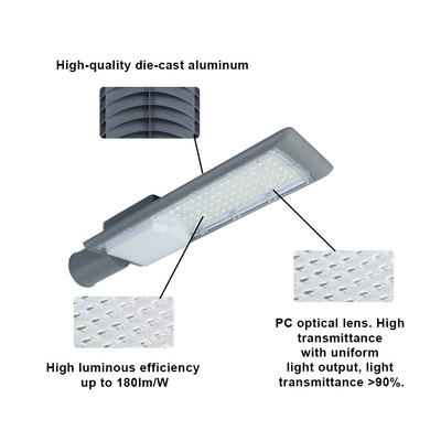 IP65 Waterproof LED Street Light high lumen 30000HRS Life for garden street road