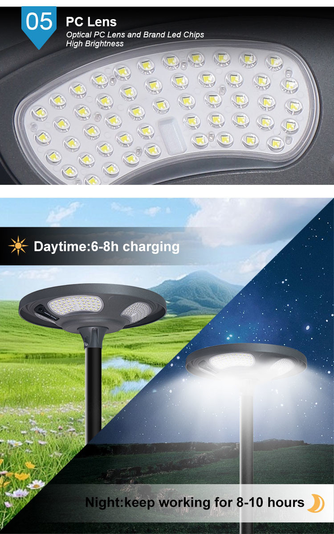Bán buôn nhà ở nhôm Tất cả trong một Đèn đường chạy bằng năng lượng mặt trời ngoài trời 200W 300W 400W 500W Đèn sân vườn 1
