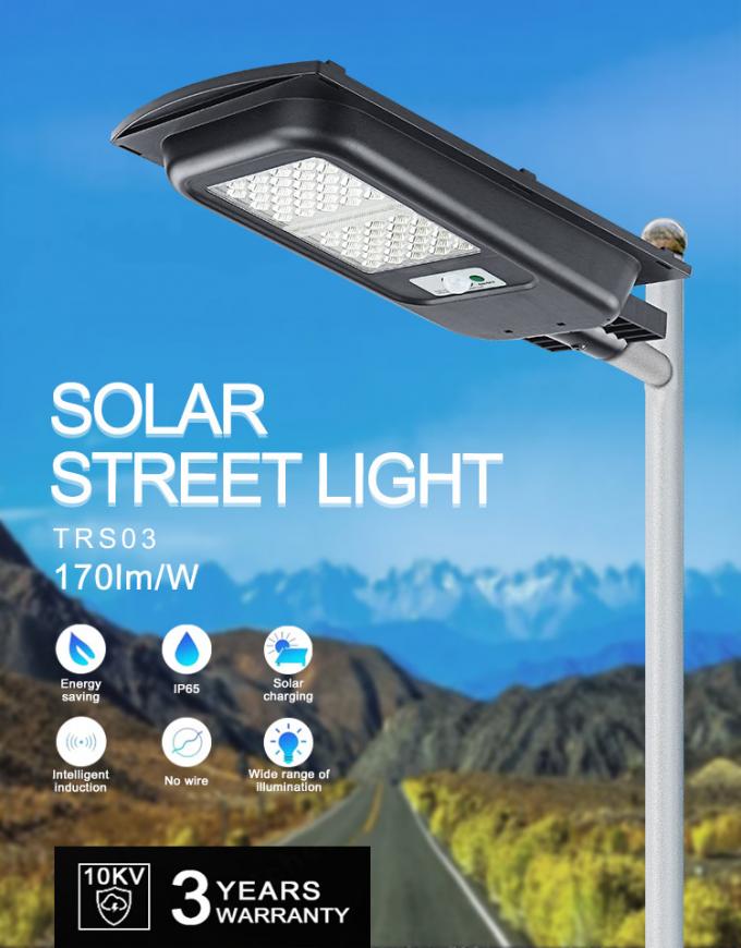 170lm/w High Lumen All In One Outdoor Solar Street Post Lights Ip65